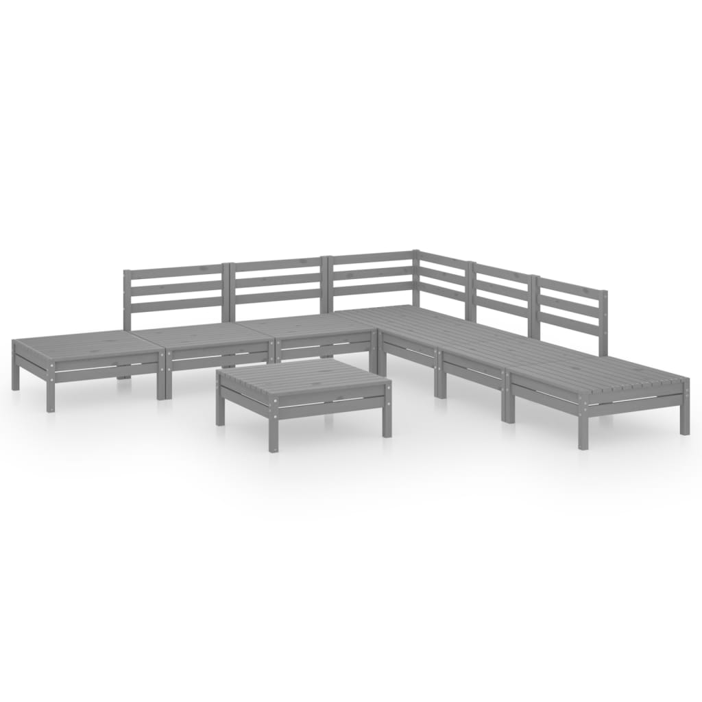 Salon de jardin 8 pcs Bois de pin massif Gris