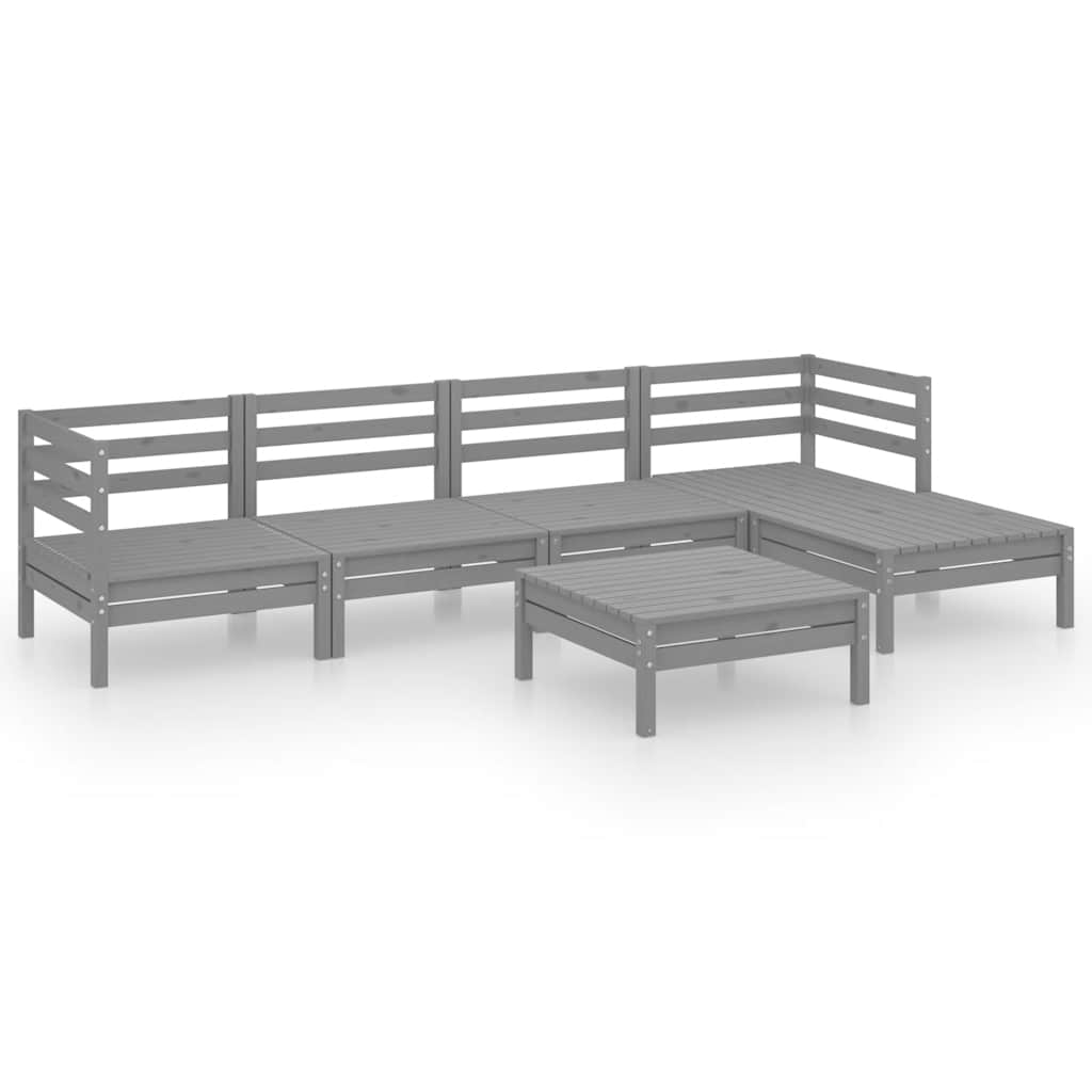 Salon de jardin 6 pcs Bois de pin massif Gris