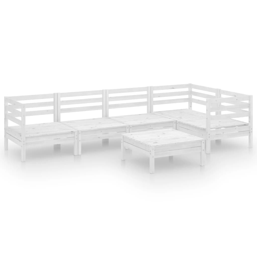 Salon de jardin 6 pcs Bois de pin massif Blanc