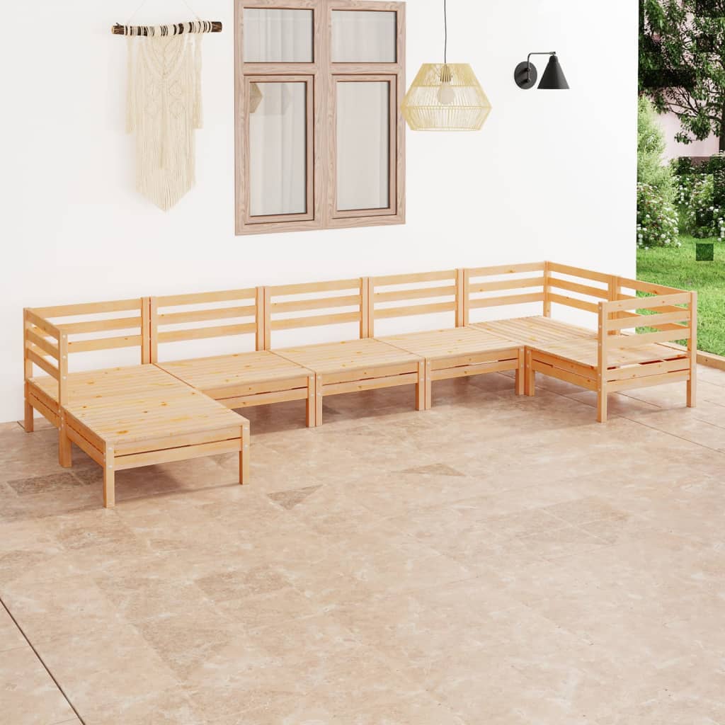 Salon de jardin 7 pcs Bois de pin massif