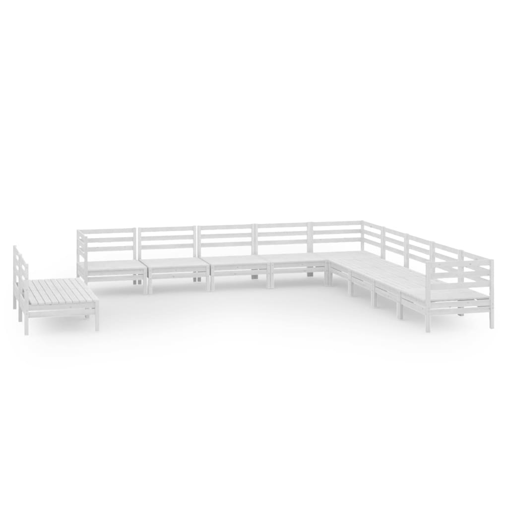 Salon de jardin 11 pcs Bois de pin massif Blanc