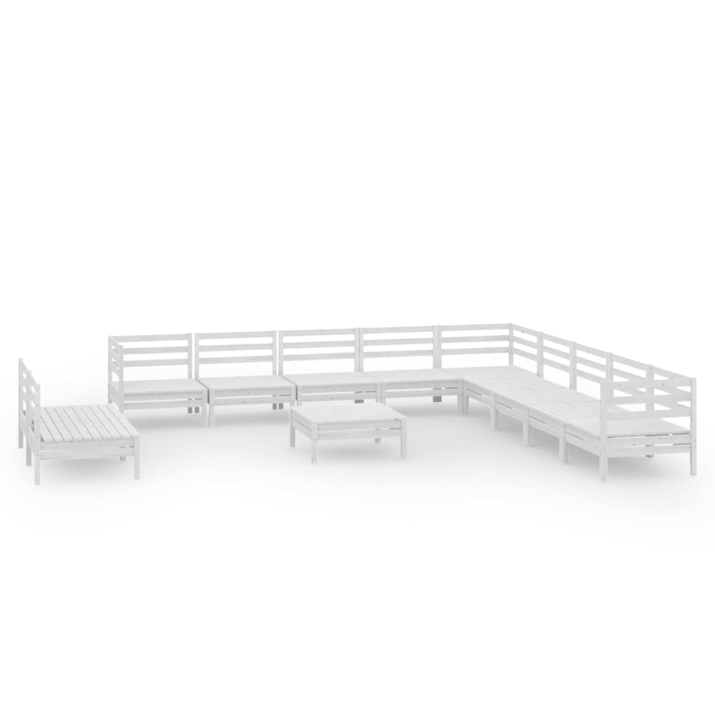 Salon de jardin 12 pcs Bois de pin massif Blanc