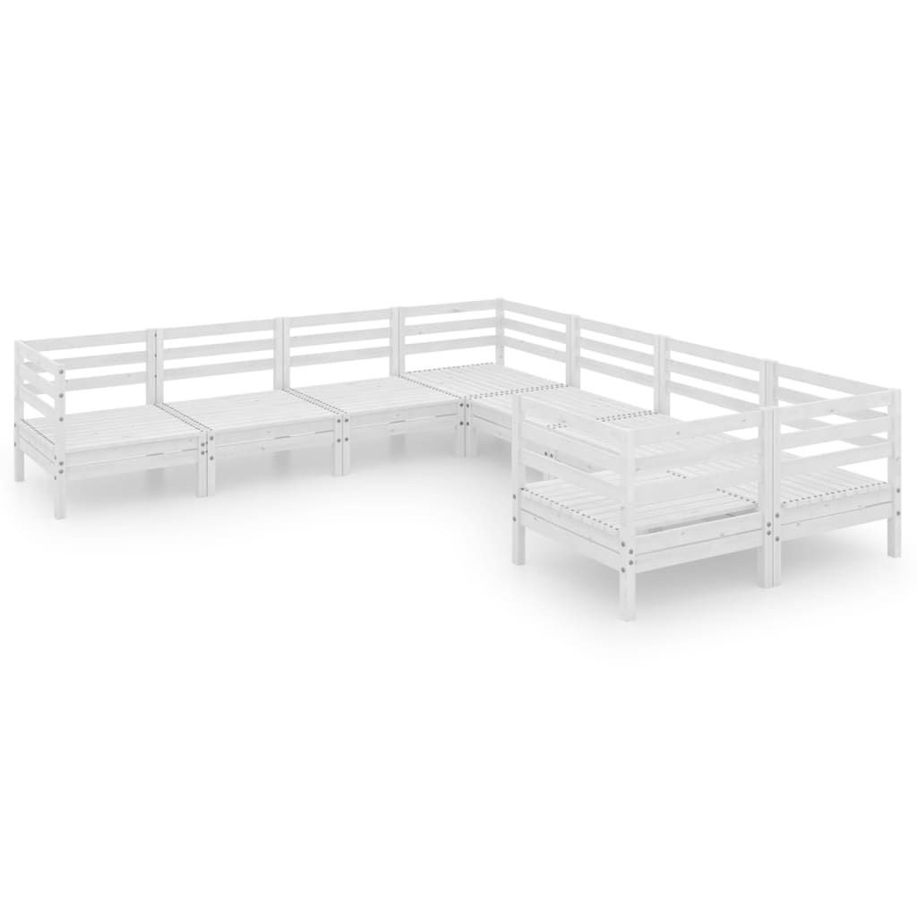 Salon de jardin 8 pcs Bois de pin massif Blanc