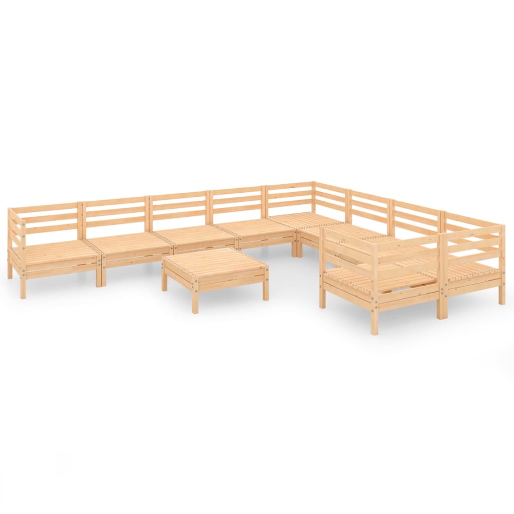 Salon de jardin 10 pcs Bois de pin massif