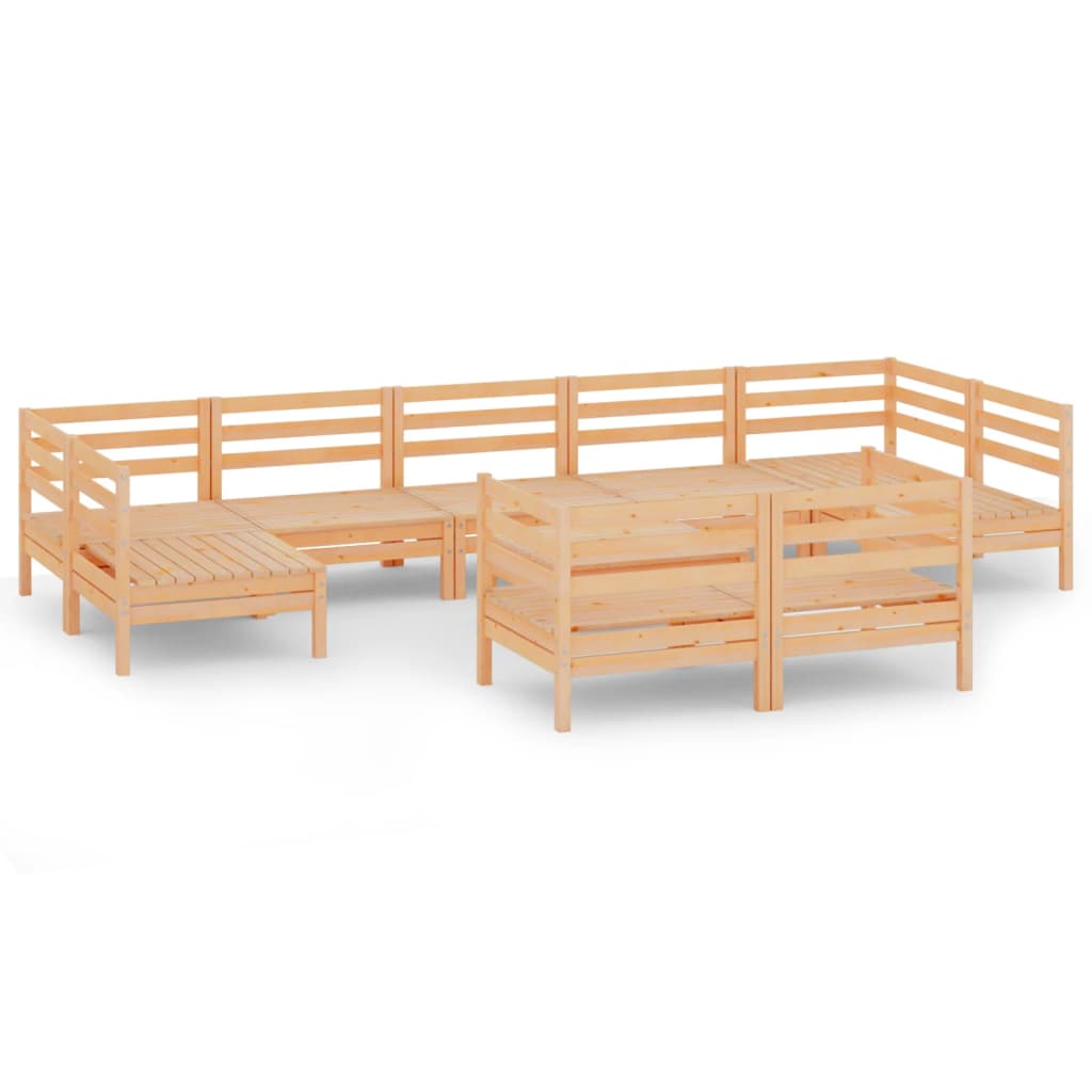 Salon de jardin 10 pcs Bois de pin massif