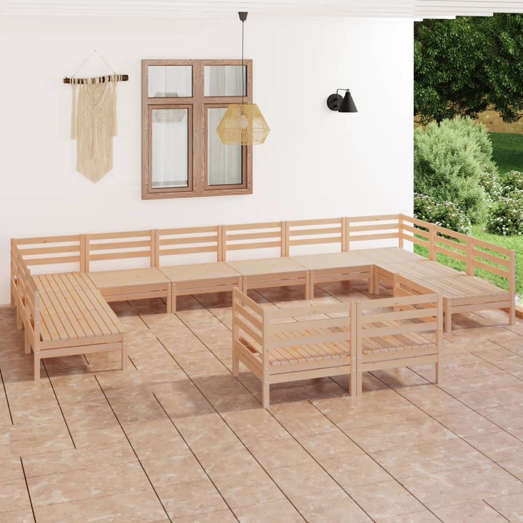 Salon de jardin 12 pcs Bois de pin massif
