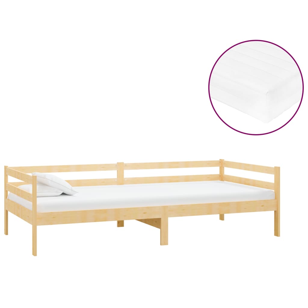 Lit de repos avec matelas 90x200 cm Bois de pin massif - XIOS