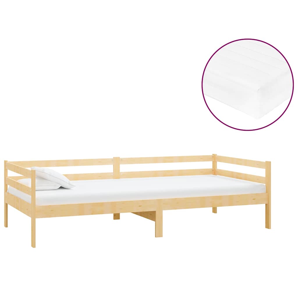 Lit de repos avec matelas 90x200 cm Bois de pin massif