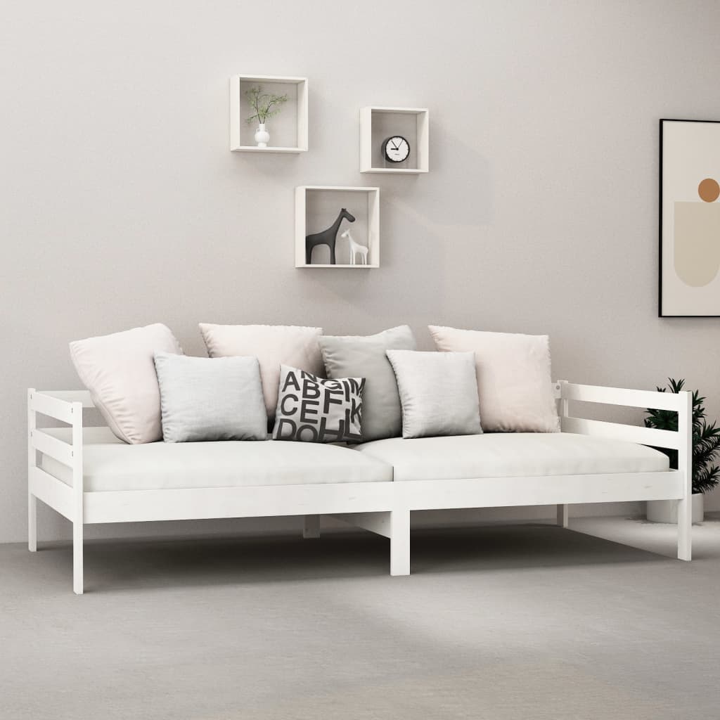 Lit de repos avec matelas 90x200 cm Blanc Bois de pin massif - XIOS