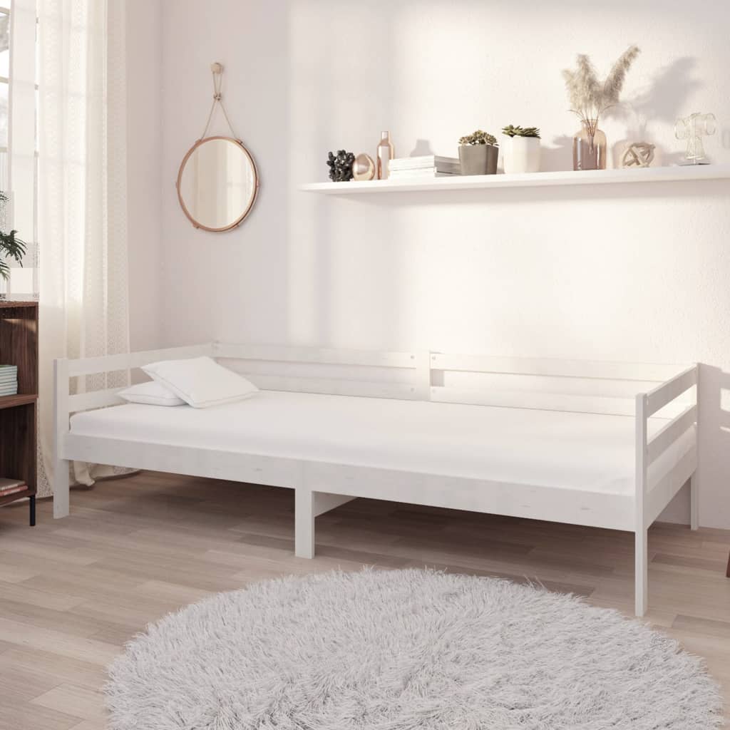 Lit de repos avec matelas 90x200 cm Blanc Bois de pin massif - XIOS