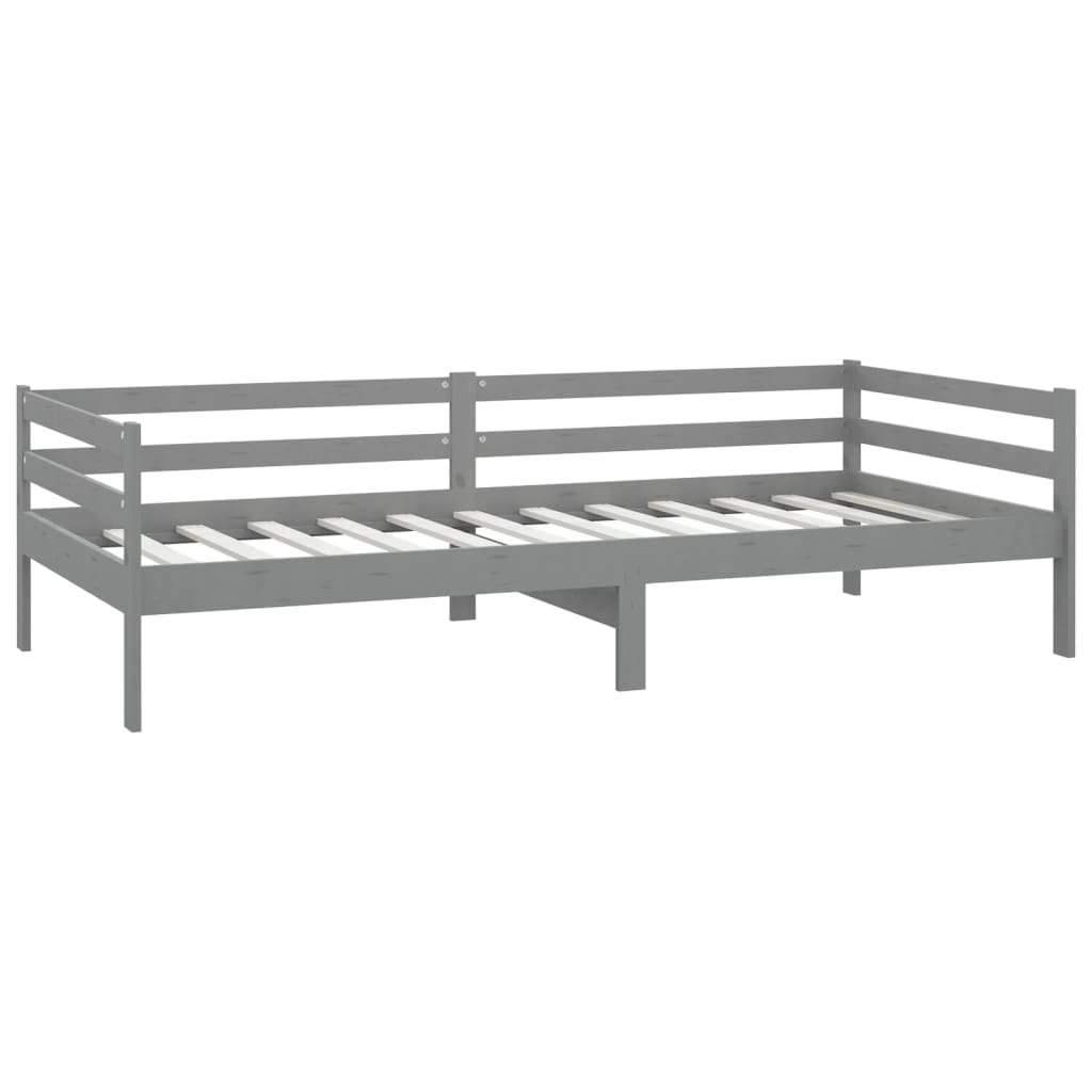 Lit de repos avec matelas 90x200 cm Gris Bois de pin massif - XIOS