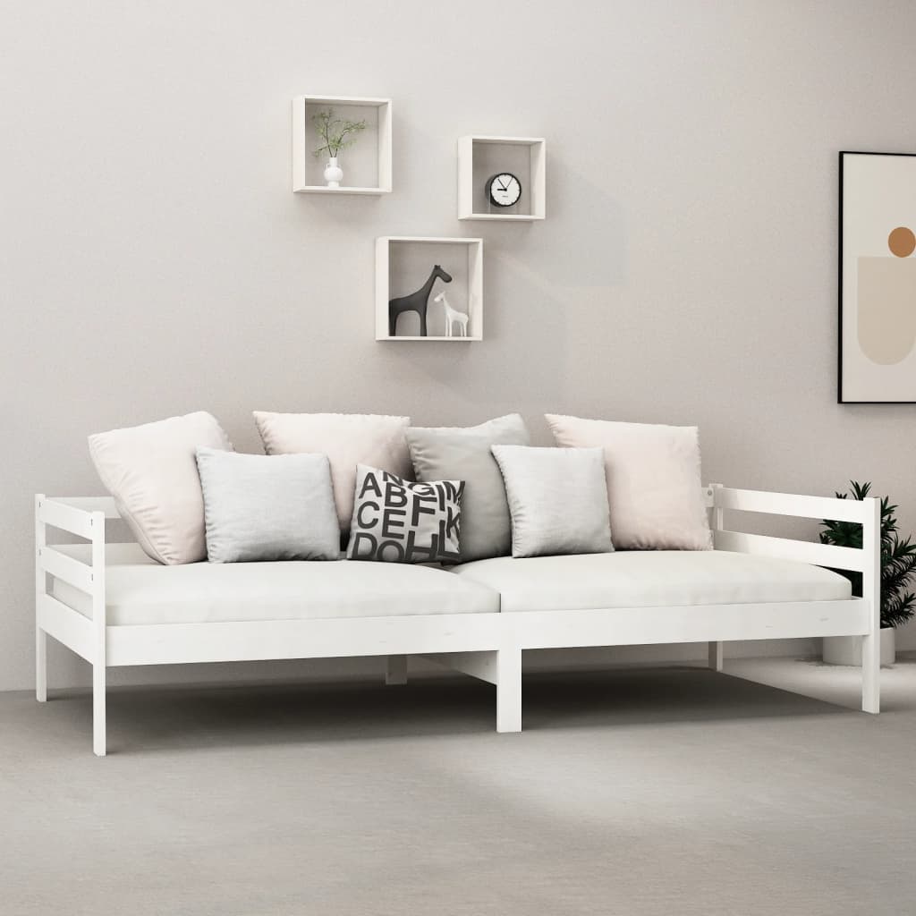 Lit de repos avec matelas 90x200 cm Blanc Bois de pin massif - XIOS
