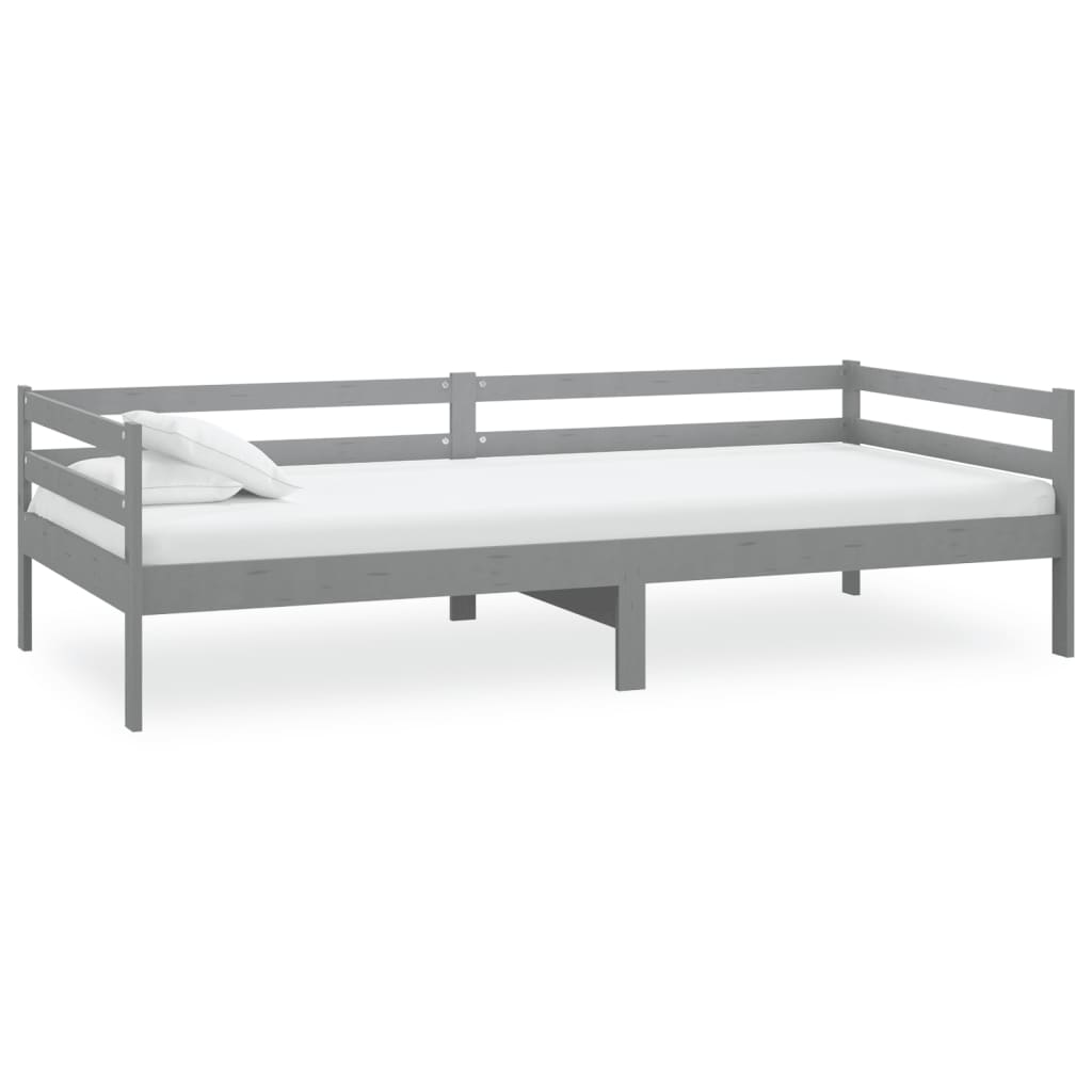 Lit de repos avec matelas 90x200 cm Gris Bois de pin massif - XIOS