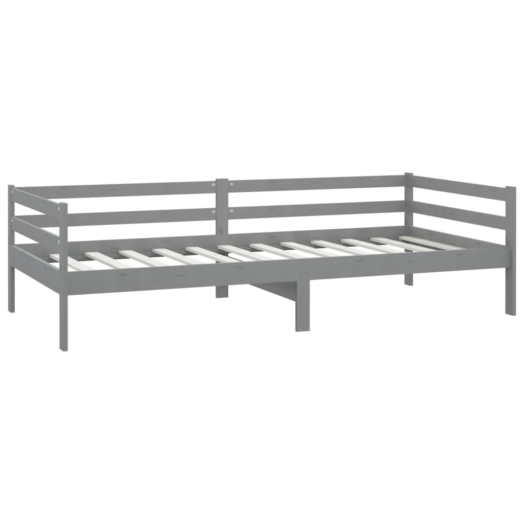 Lit de repos avec matelas 90x200 cm Gris Bois de pin massif - XIOS