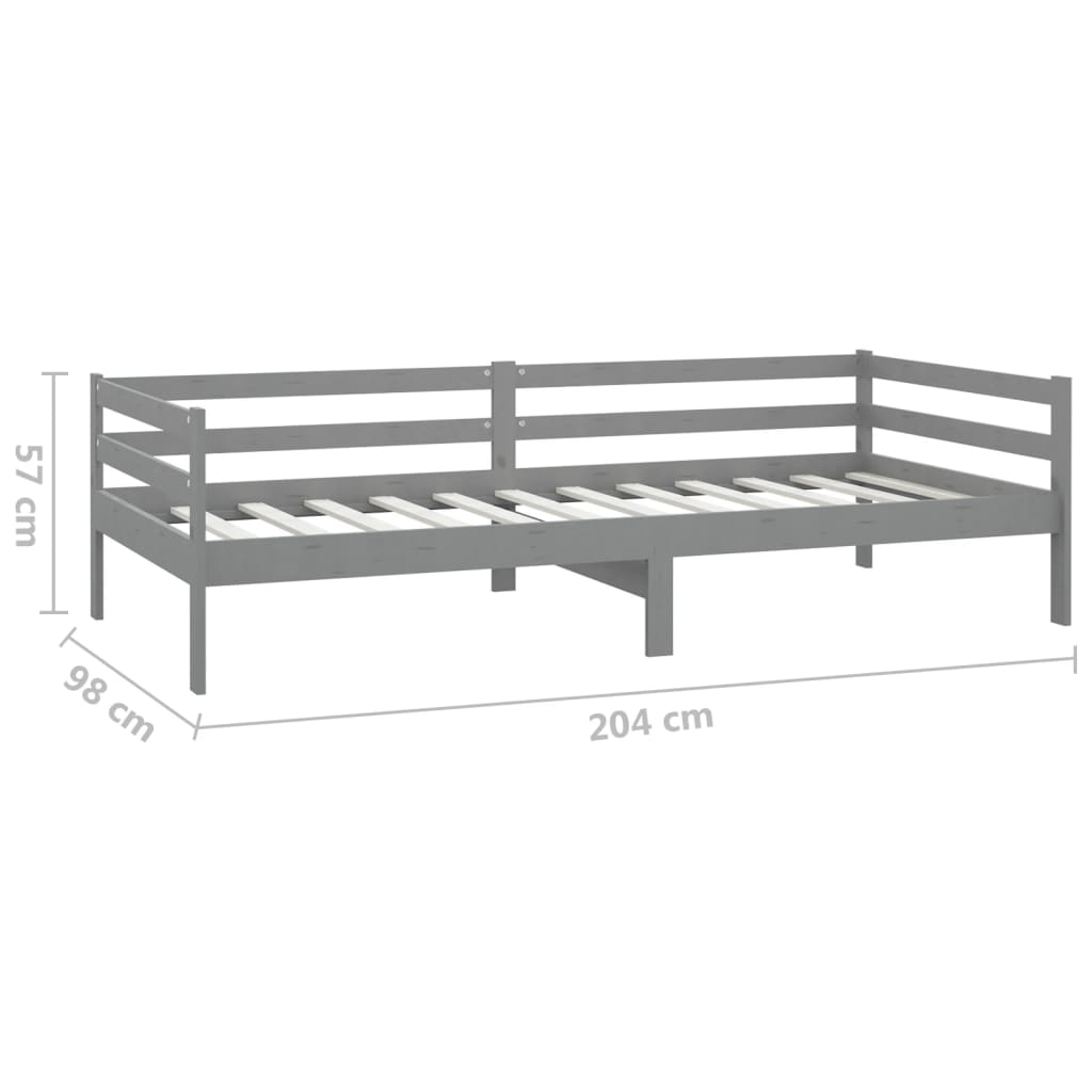 Lit de repos avec matelas 90x200 cm Gris Bois de pin massif - XIOS