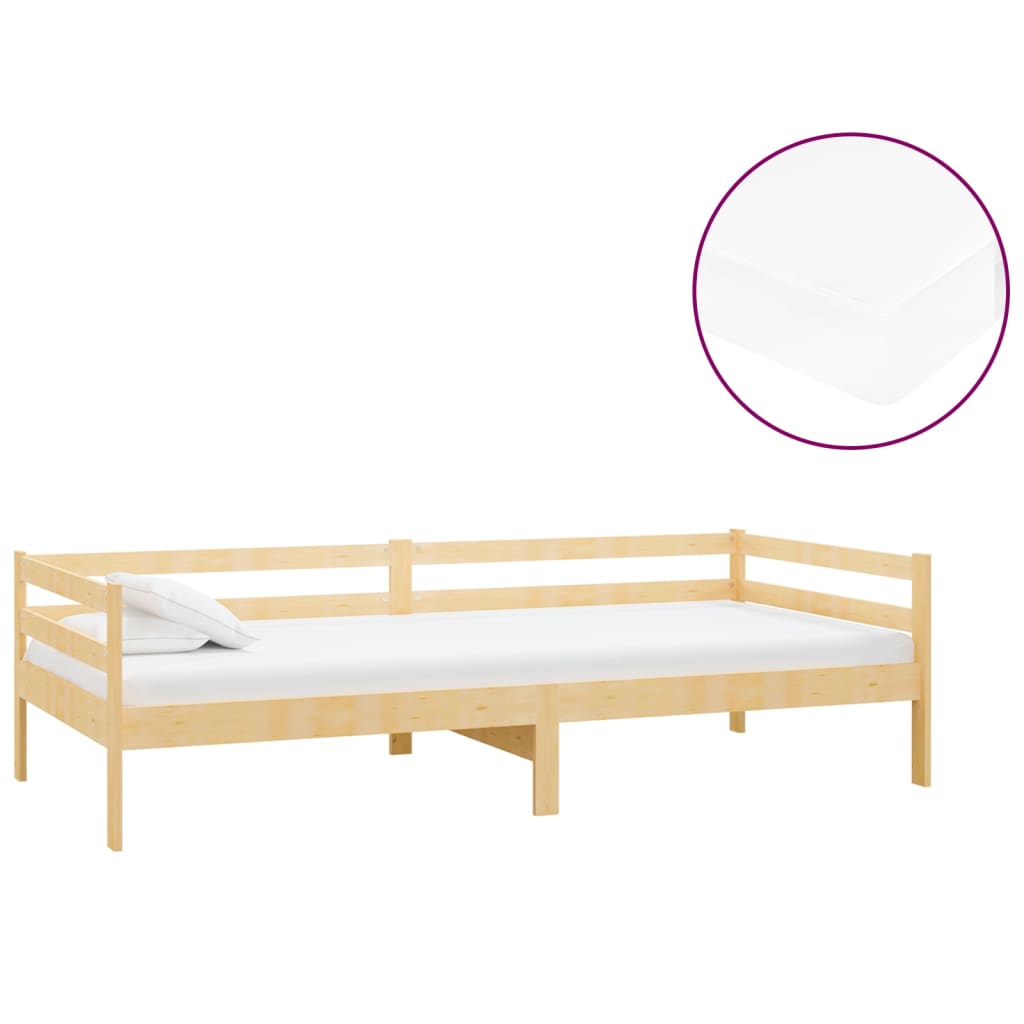 Lit de repos avec matelas 90x200 cm Bois de pin massif