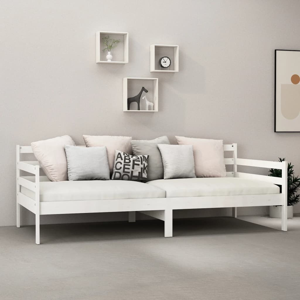 Lit de repos avec matelas 90x200 cm Blanc Bois de pin massif - XIOS