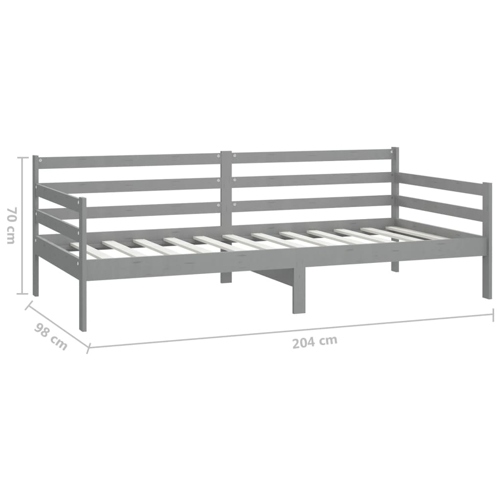 Lit de repos avec matelas 90x200 cm Gris Bois de pin massif - XIOS