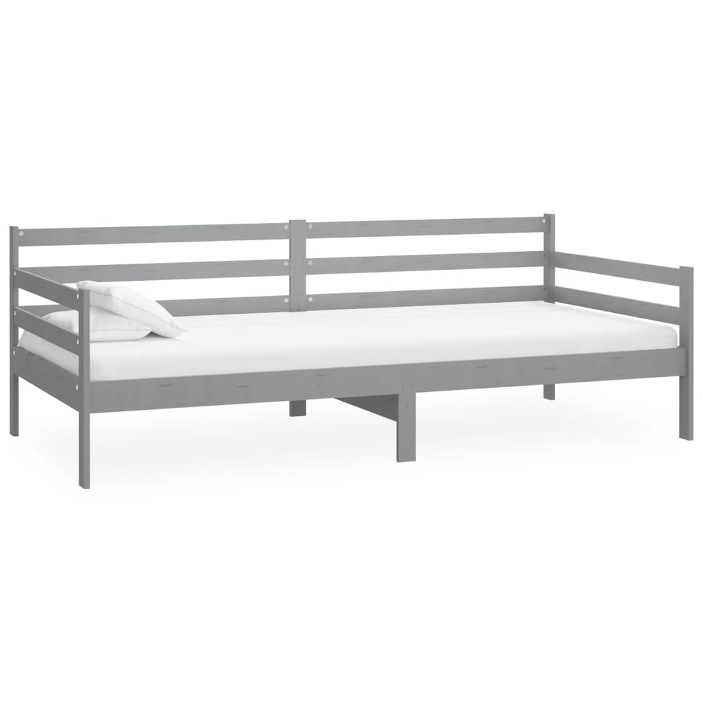 Lit de repos avec matelas 90x200 cm Gris Bois de pin massif - XIOS