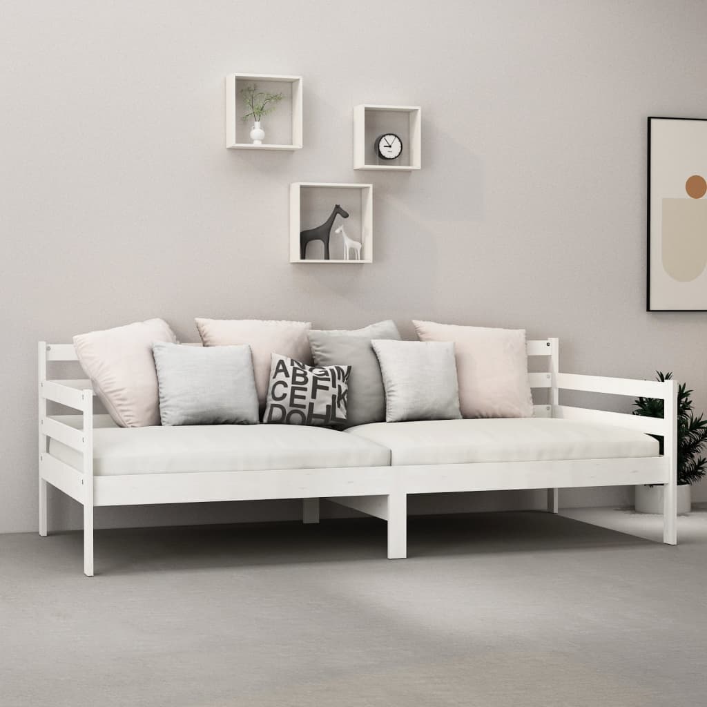 Lit de repos avec matelas 90x200 cm Blanc Bois de pin massif - XIOS