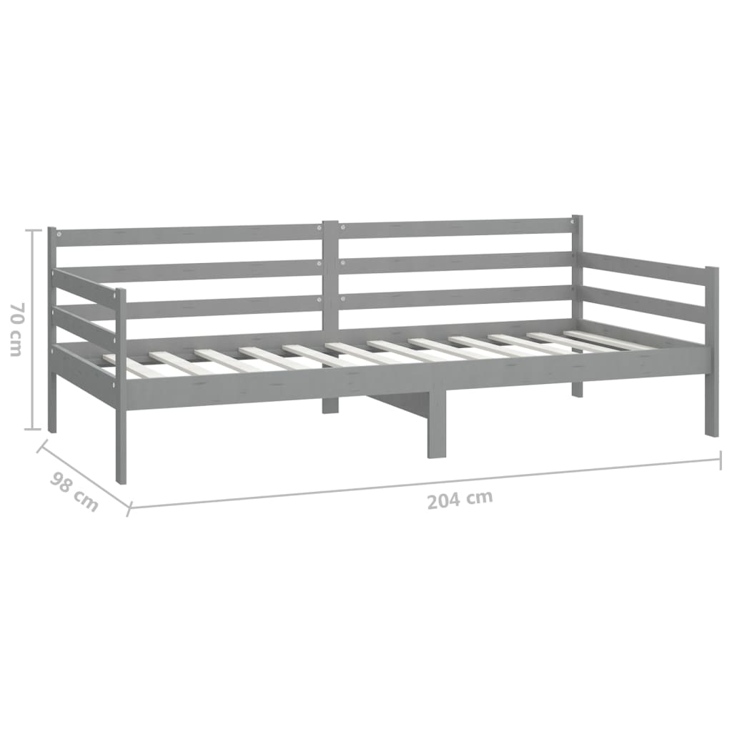 Lit de repos avec matelas 90x200 cm Gris Bois de pin massif - XIOS