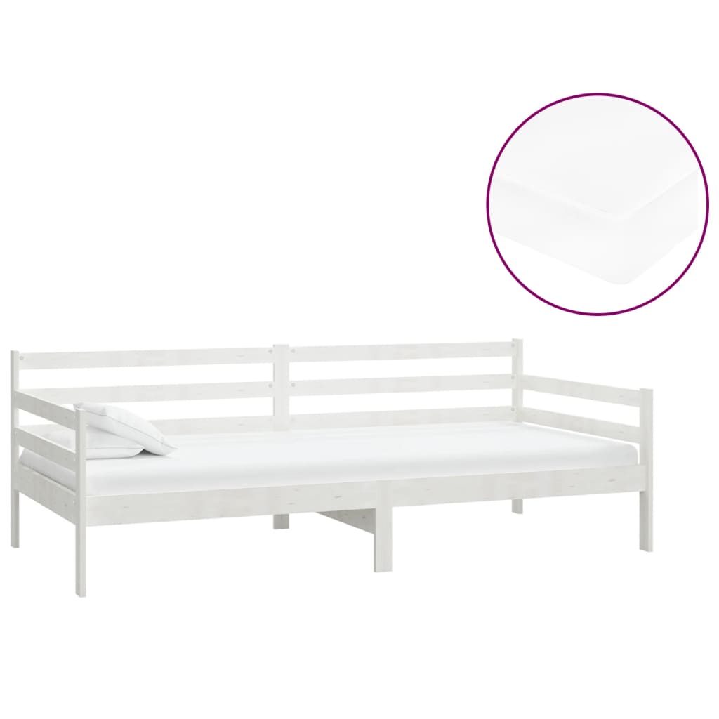 Lit de repos avec matelas 90x200 cm Blanc Bois de pin massif - XIOS