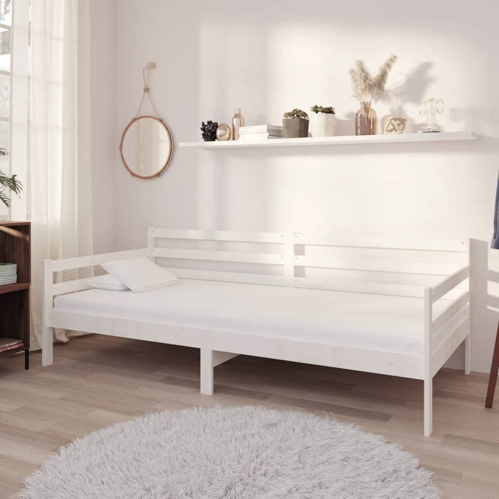 Lit de repos avec matelas 90x200 cm Blanc Bois de pin massif - XIOS