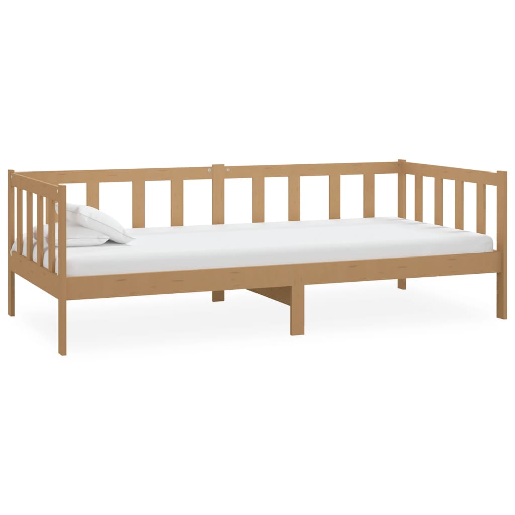 Lit de repos et matelas 90x200cm Marron miel Bois de pin massif - XIOS
