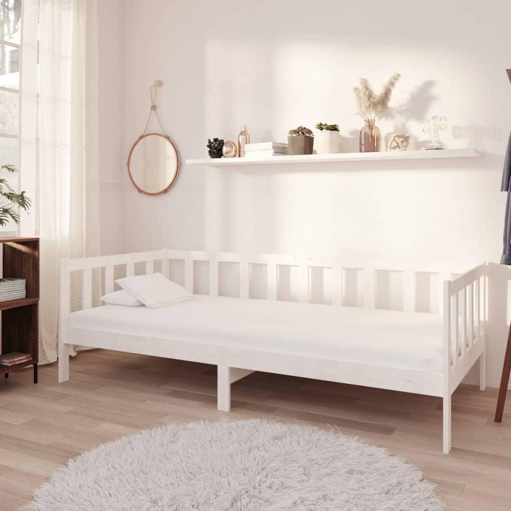 Lit de repos avec matelas 90x200 cm Blanc Bois de pin massif - XIOS