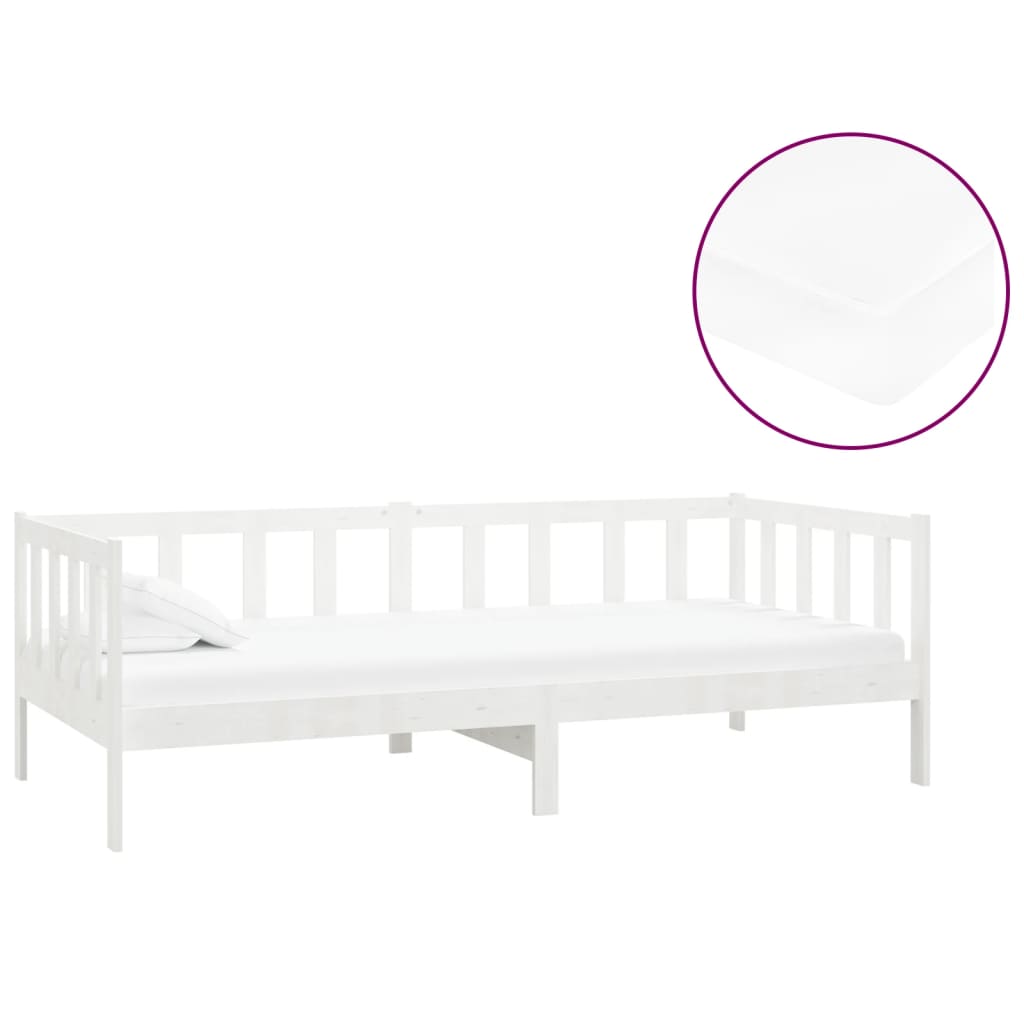 Lit de repos avec matelas 90x200 cm Blanc Bois de pin massif - XIOS