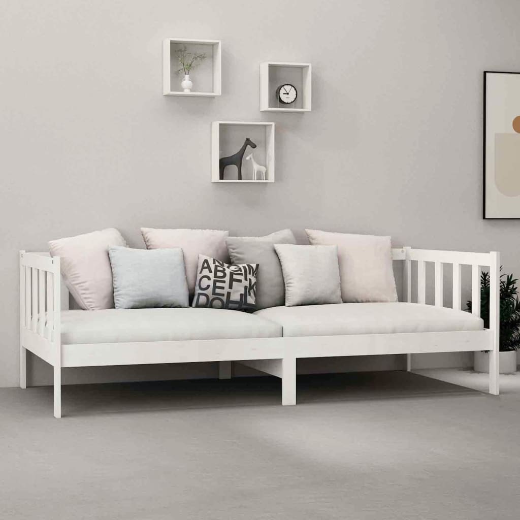 Lit de repos avec matelas 90x200 cm Blanc Bois de pin massif - XIOS