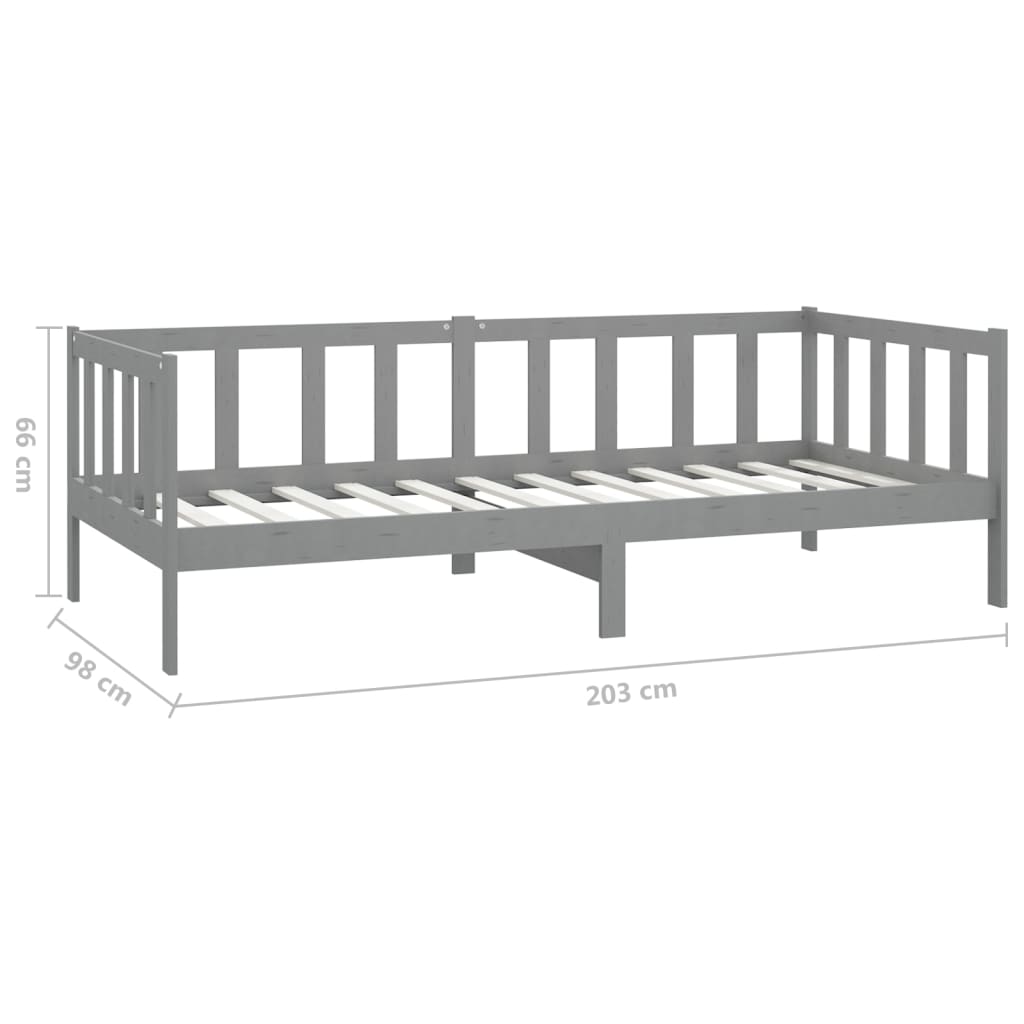 Lit de repos avec matelas 90x200 cm Gris Bois de pin massif - XIOS