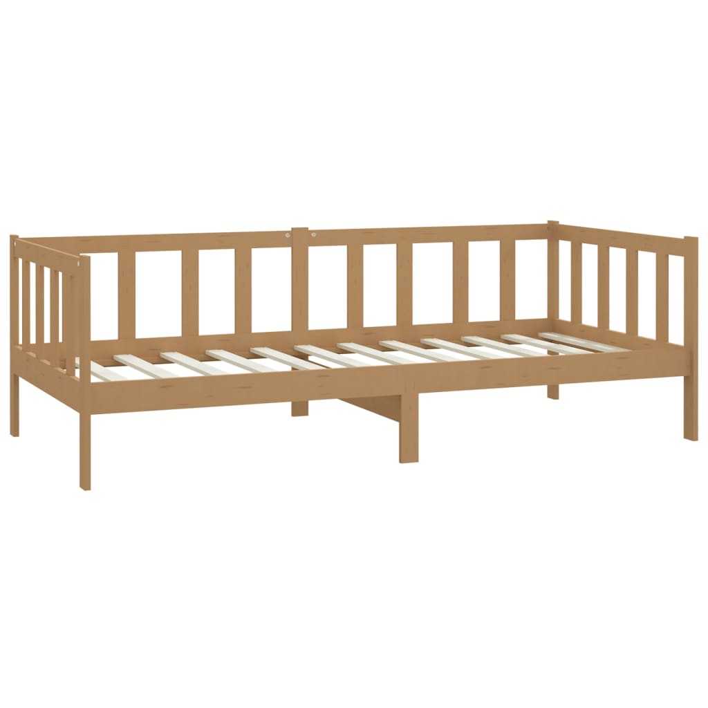 Lit de repos et matelas 90x200cm Marron miel Bois de pin massif - XIOS