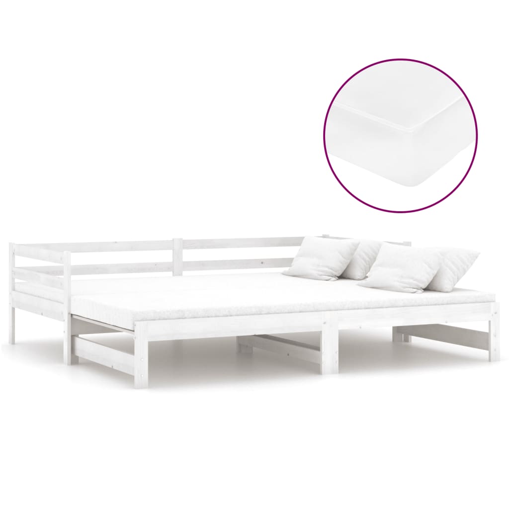 Lit coulissant 2x(90x200) cm Blanc Bois de pin massif