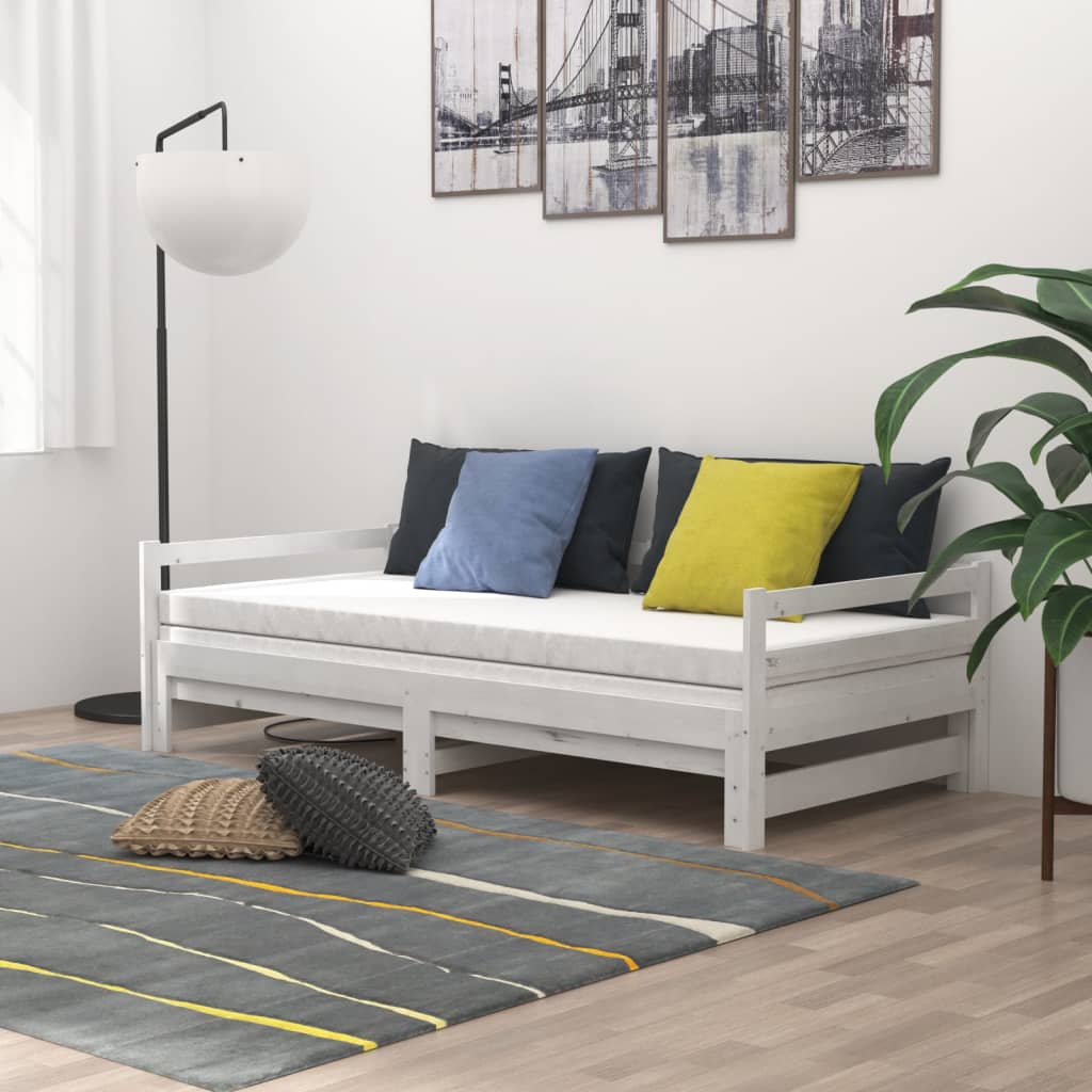 Lit coulissant 2x(90x200) cm Blanc Bois de pin massif - XIOS