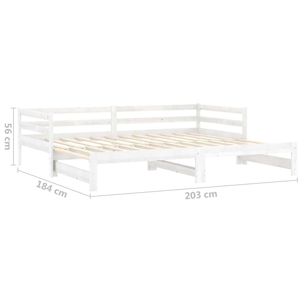 Lit coulissant 2x(90x200) cm Blanc Bois de pin massif
