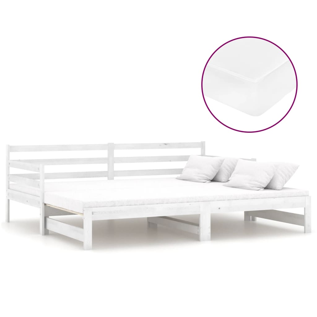 Lit coulissant 2x(90x200) cm Blanc Bois de pin massif - XIOS