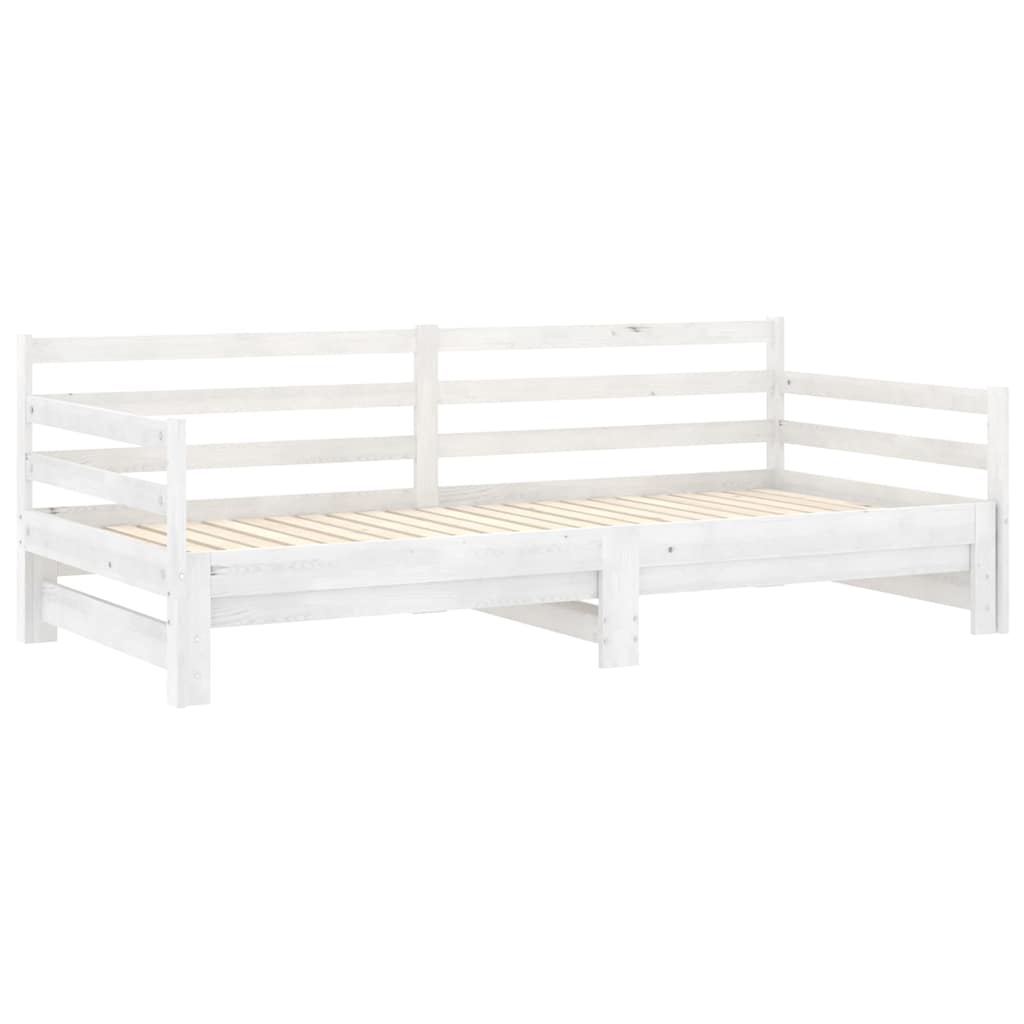 Lit coulissant 2x(90x200) cm Blanc Bois de pin massif