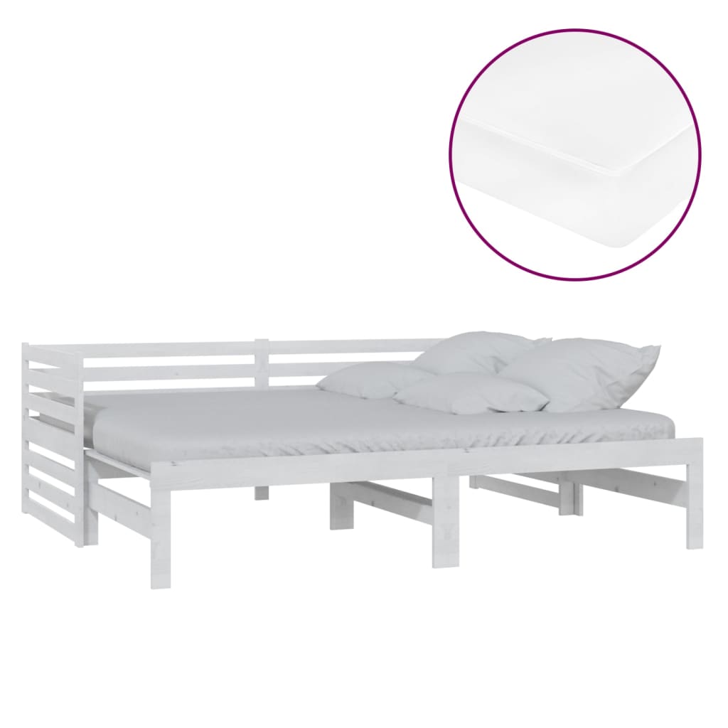 Lit coulissant 2x(90x200) cm Blanc Bois de pin massif - XIOS