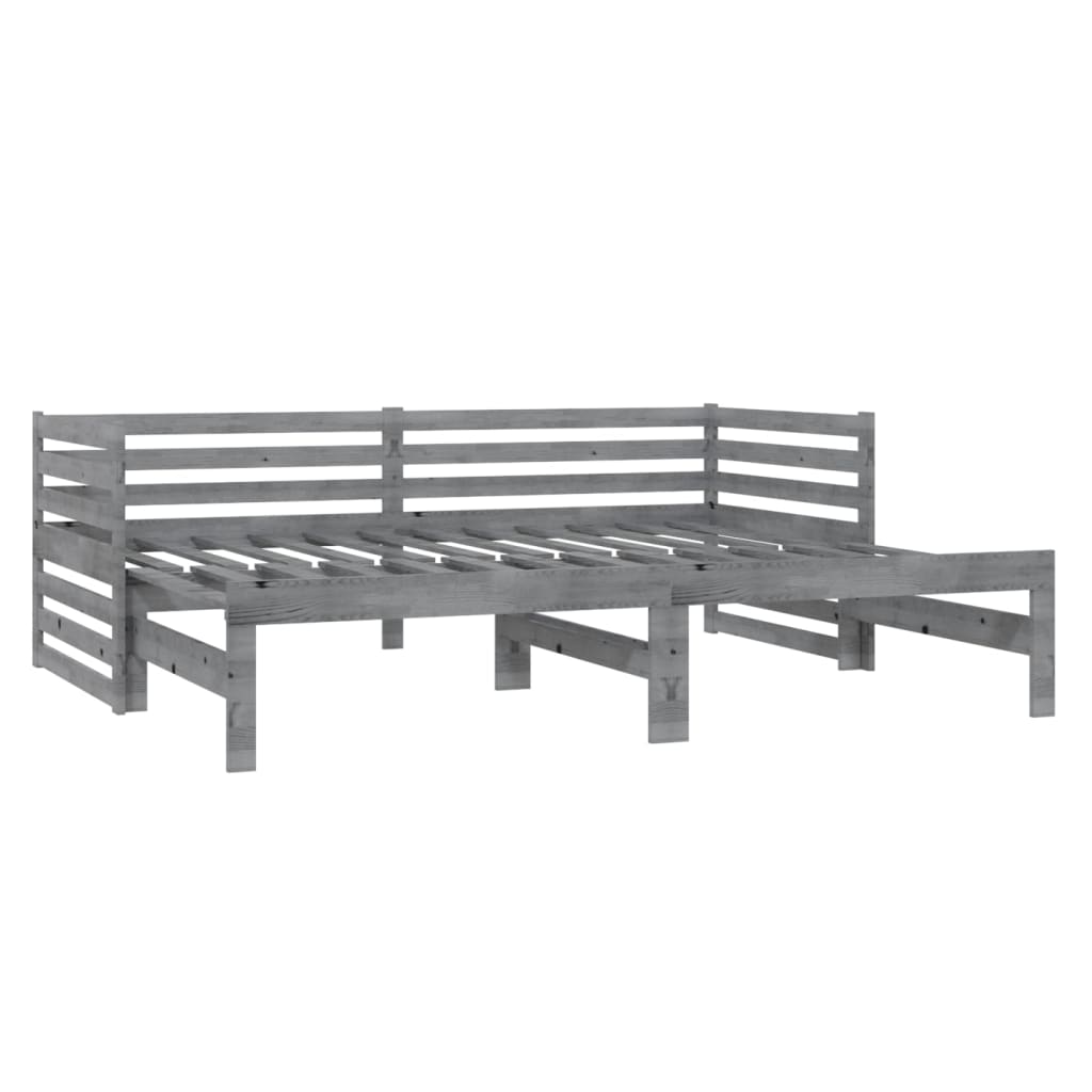 Lit coulissant 2x(90x200) cm Gris Bois de pin massif - XIOS