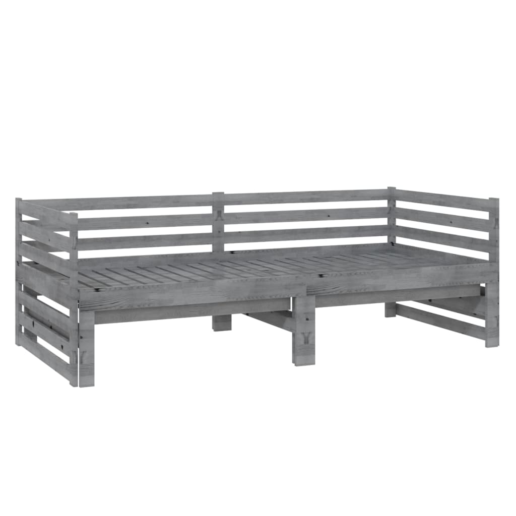 Lit coulissant 2x(90x200) cm Gris Bois de pin massif - XIOS