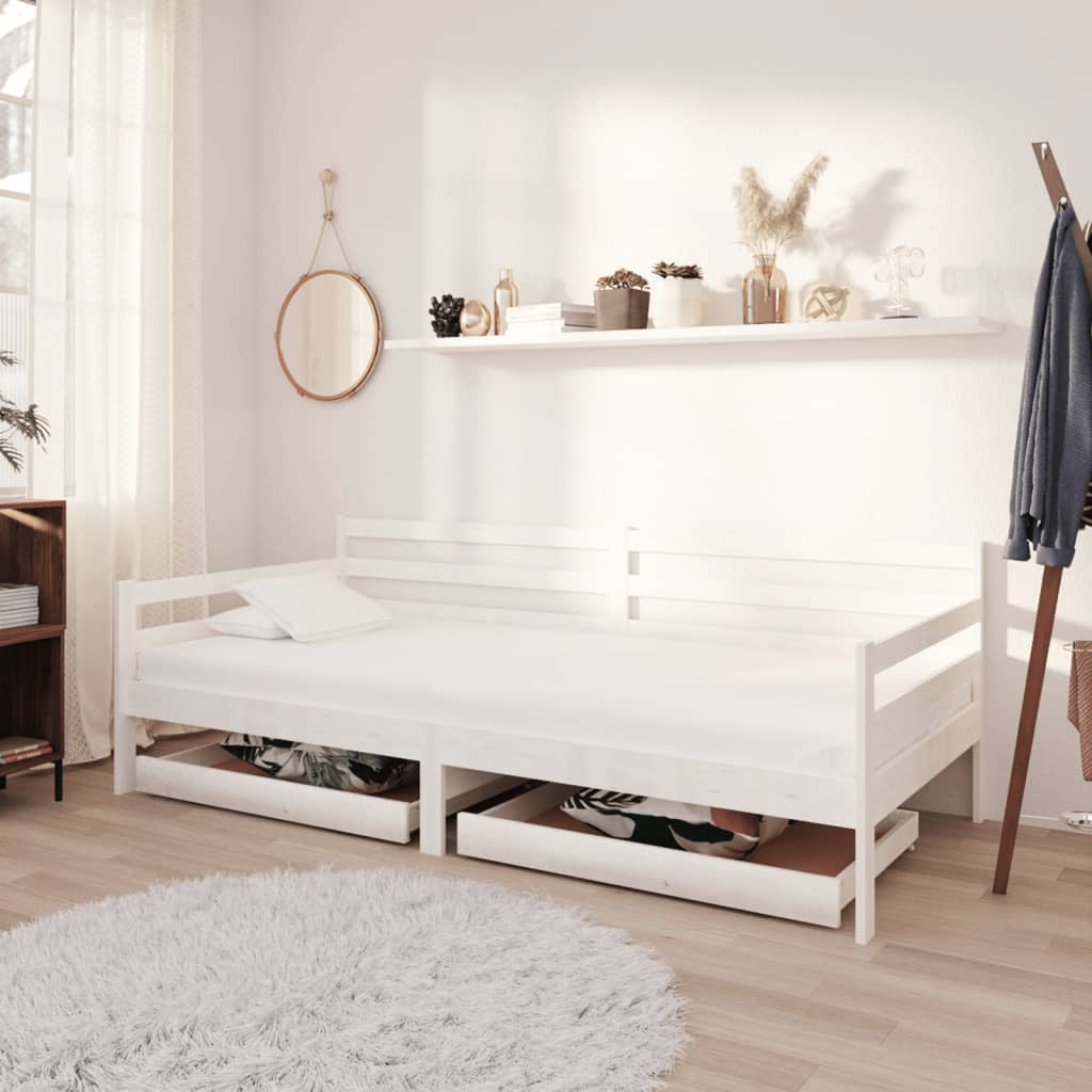 Lit de jour sans matelas avec tiroirs 90x200 cm blanc - XIOS
