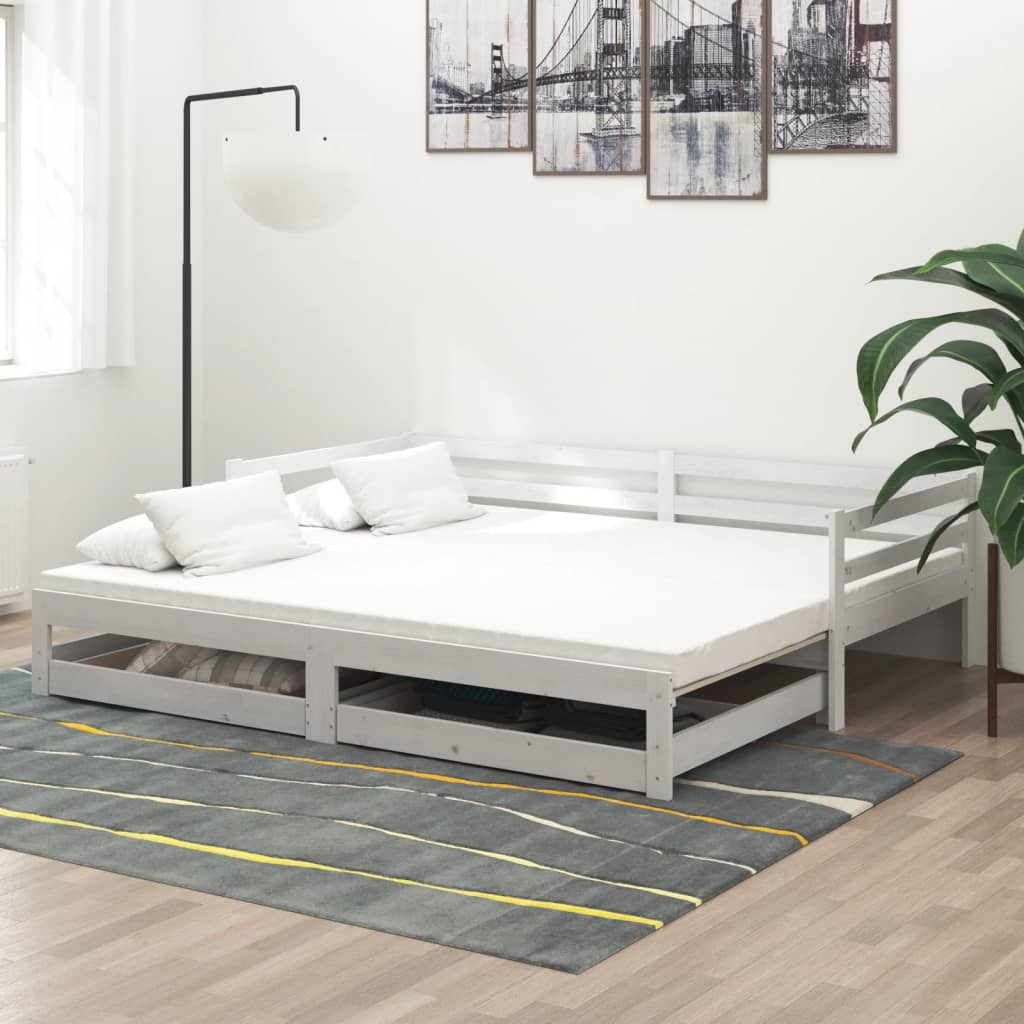 Lit coulissant sans matelas 2x(90x200) cm blanc - XIOS
