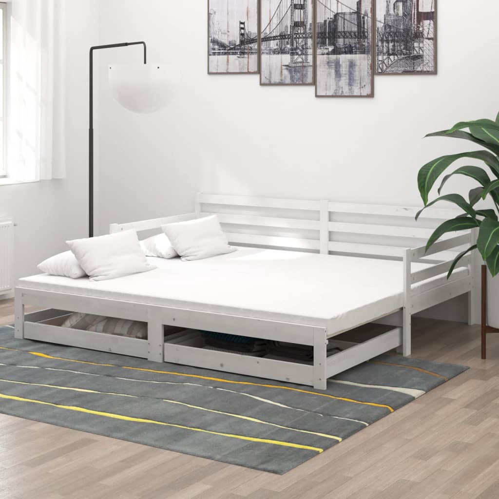 Lit coulissant sans matelas 2x(90x200) cm blanc - XIOS