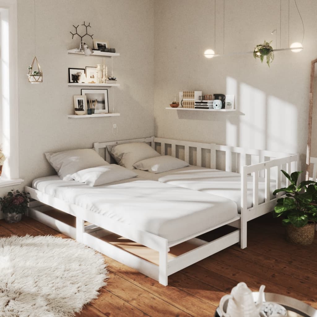 Lit coulissant sans matelas 2x(90x200) cm blanc - XIOS