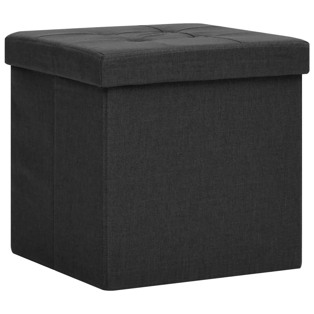 Tabouret de rangement pliable Noir Faux lin - XIOS