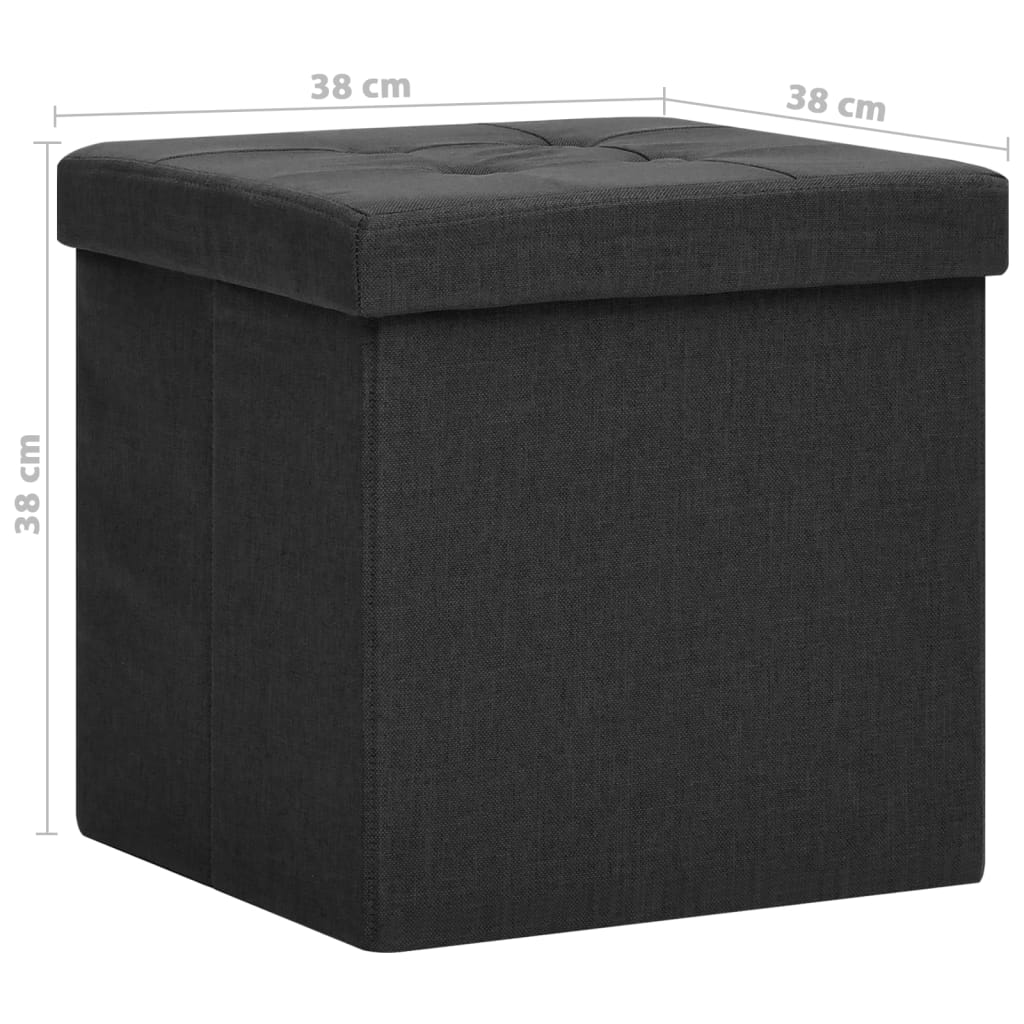 Tabouret de rangement pliable Noir Faux lin - XIOS