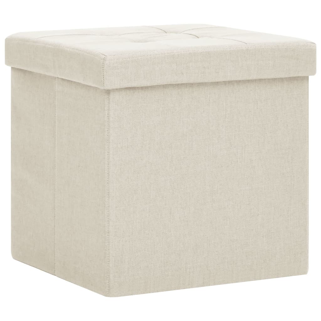 Tabouret de rangement pliable Blanc crème Faux lin - XIOS