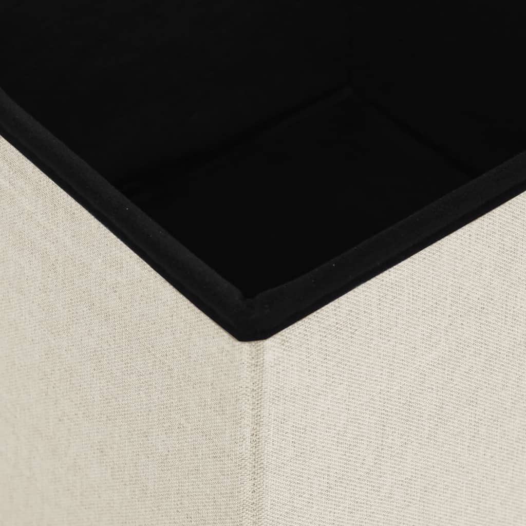 Tabouret de rangement pliable Blanc crème Faux lin - XIOS