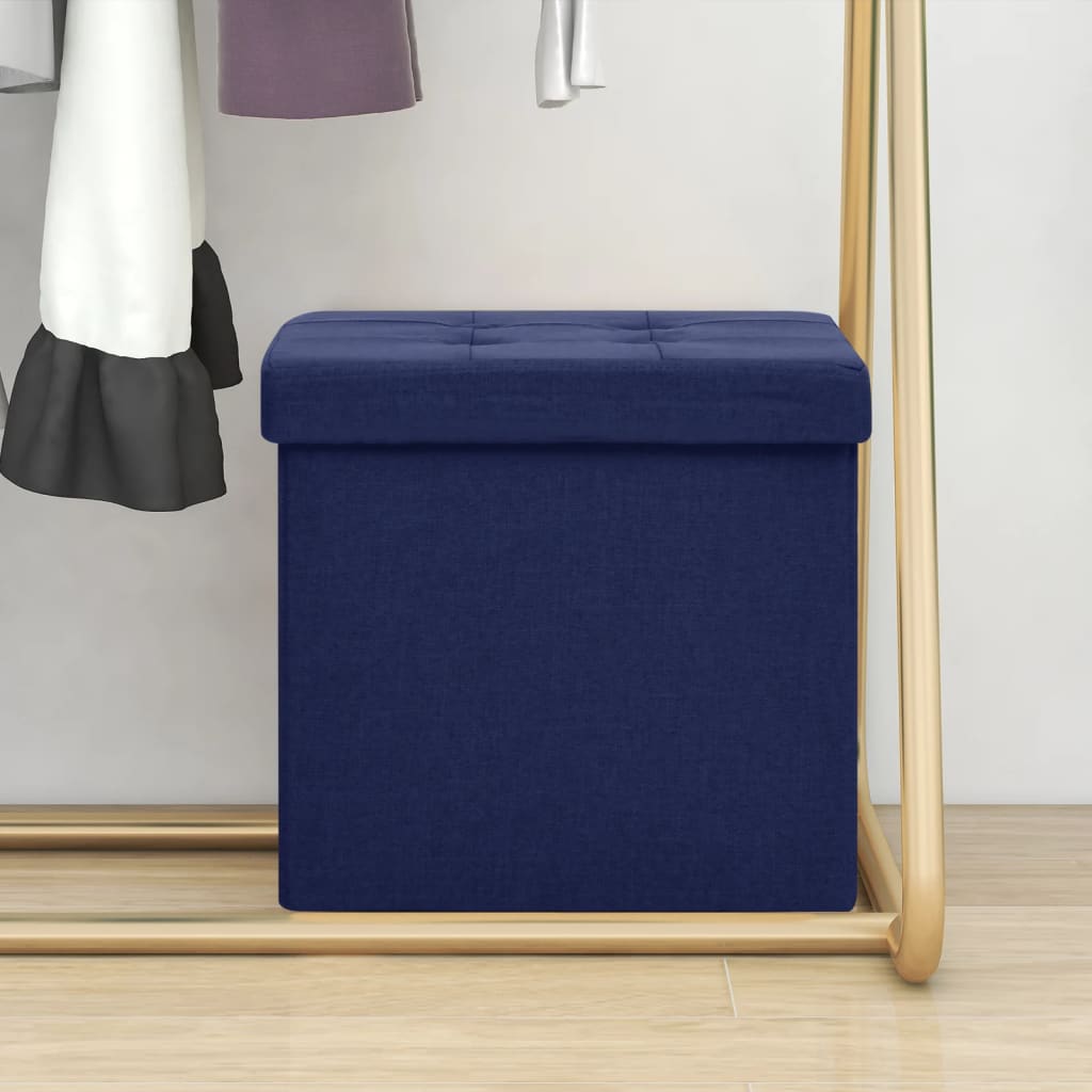 Tabouret de rangement pliable Bleu Faux lin - XIOS